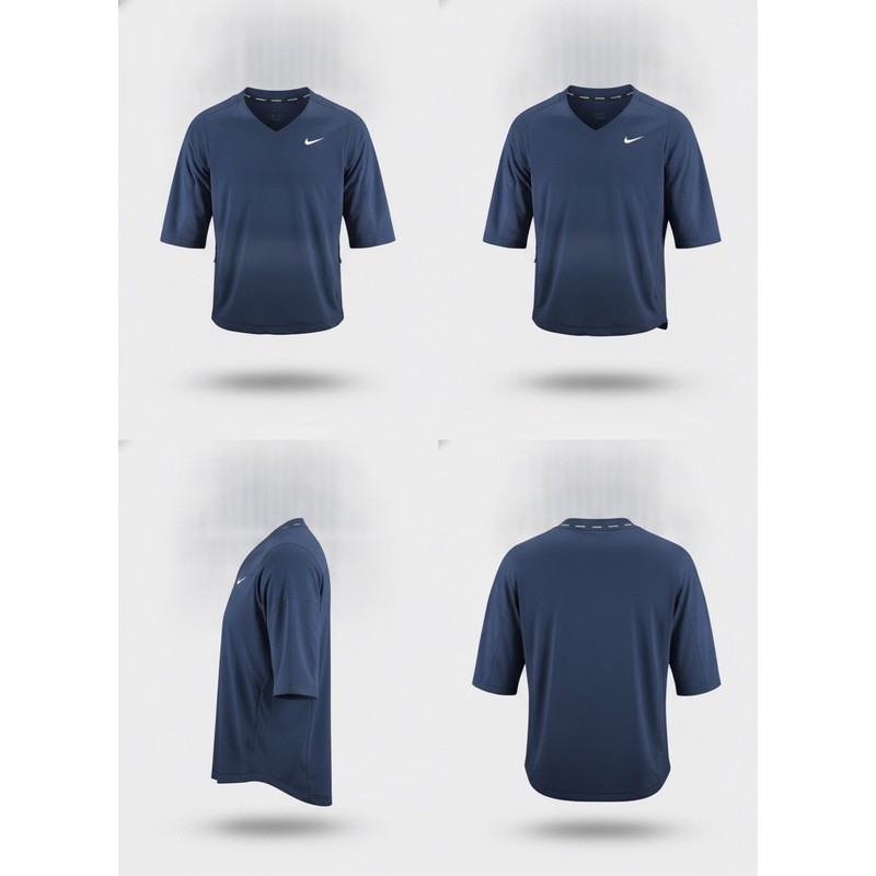 Nike Pro Hypercool Mens V-Neck Training Top Navy Blue Short Sleeve Shirt CL gallery