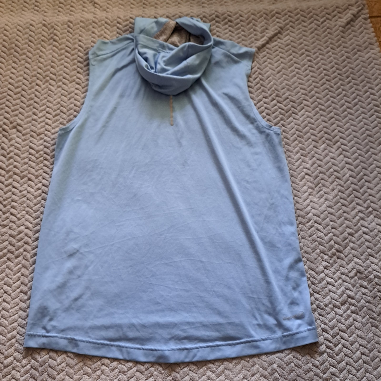 Russell Athletic Light Blue, Sleeveless Shirt With Hoodie, Size Medium gallery