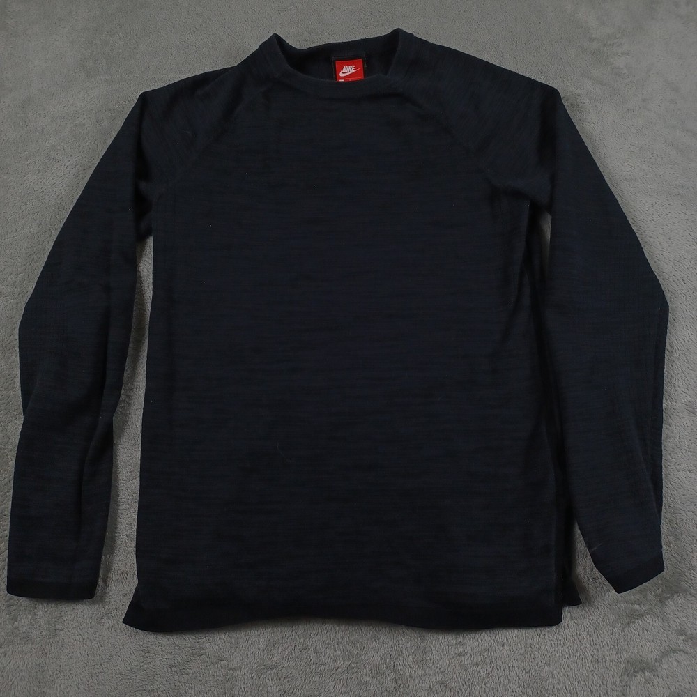 Nike Shirt Mens Small Black Crew Neck Long Sleeve Activewear Tech Knit