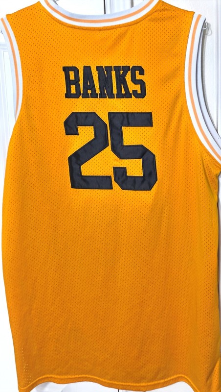 Bel-Air Academy Banks 25 Yellow Mesh Breathable Basketball Jersey Tank Mens M gallery