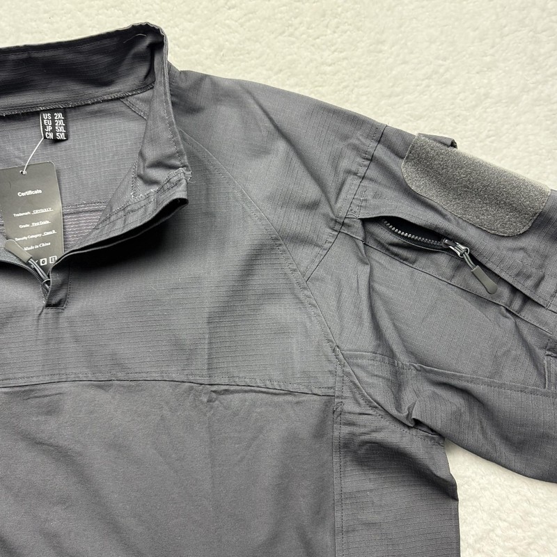 CRYSULLY Shirt Mens 2XL Gray Quarter Zip Tactical Combat Ripstop Mesh Pockets gallery