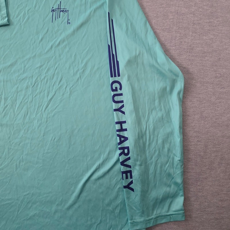 Guy Harvey Mens XXL Aqua Green Long Sleeve Performance Fishing Graphic Shirt gallery