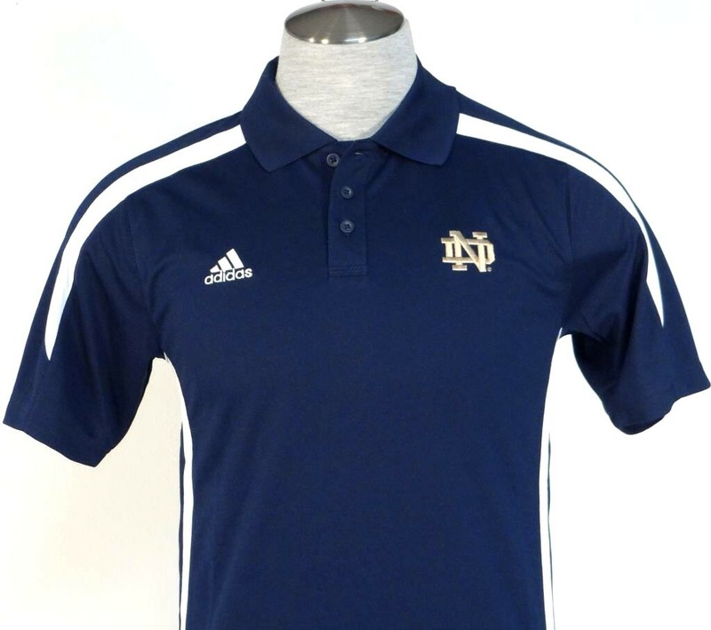 Adidas ClimaLite Collegiate Notre Dame Navy Blue Short Sleeve Polo Shirt Men's gallery