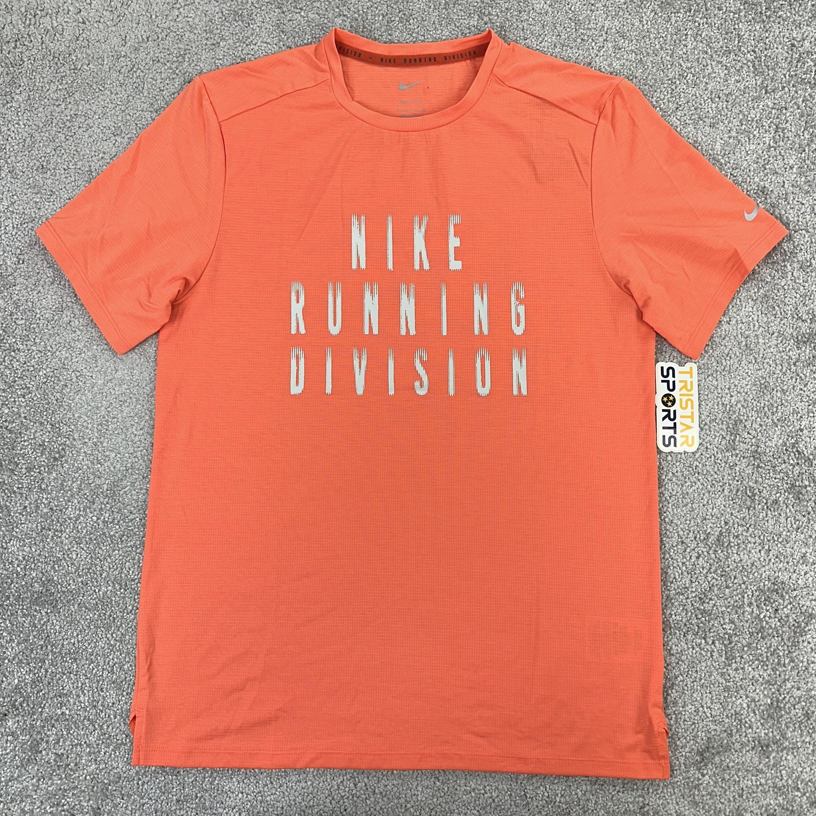 Nike Running Division Shirt Mens Small Orange Dri-Fit Athletic Running Tee gallery