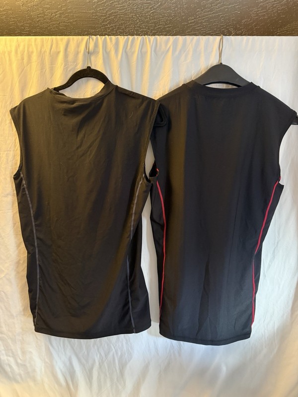 Devops Men's Pair Of Two Sleeveless Compression Shirt Red And Black Size L gallery