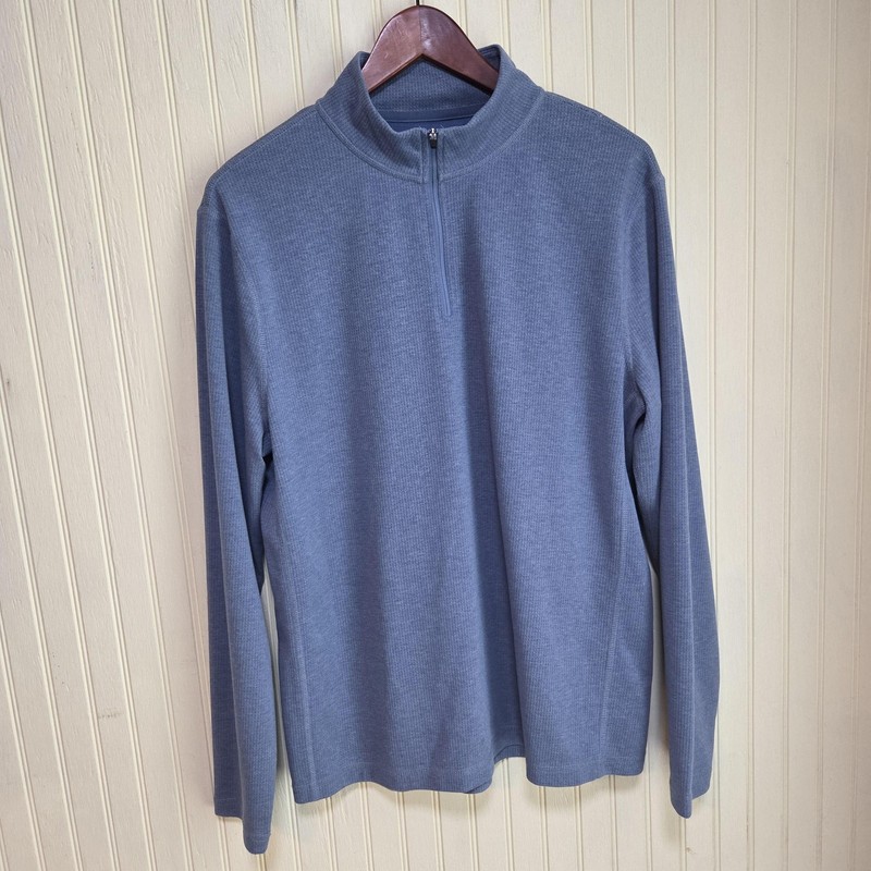 J.Crew Performance Pullover Mens Large Blue 1/4 Zip Mock Neck Long Sleeve Shirt gallery