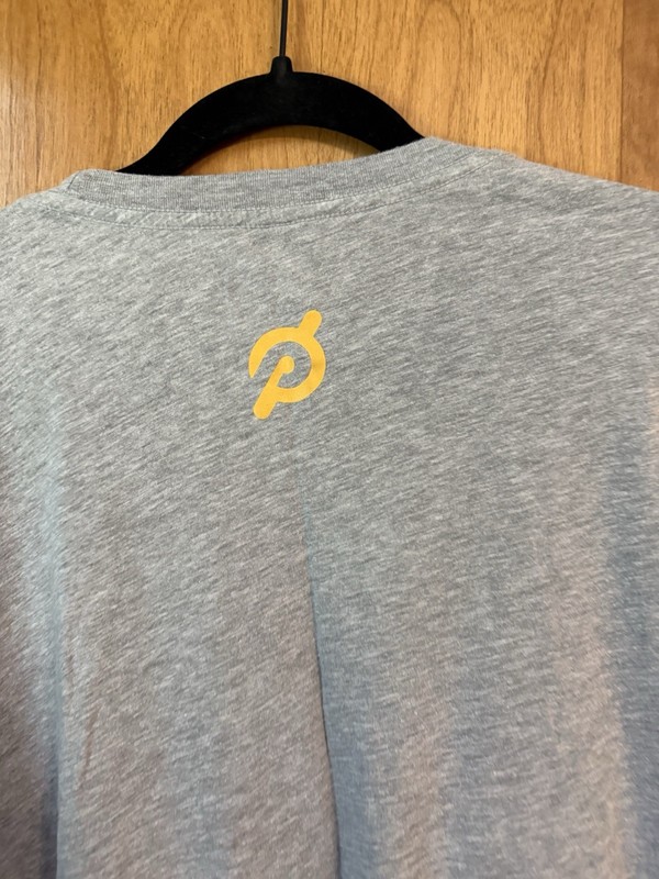 Peloton Shirt Large Grey Tee Active Workout Short Sleeve Floral Logo Cycle Train gallery