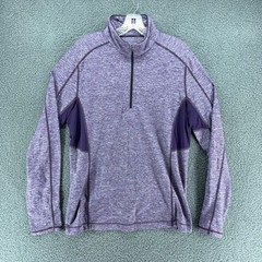 Lululemon Velocity 1/4 Zip Mens L Purple Gray Reflective Thumb Holes Pocket