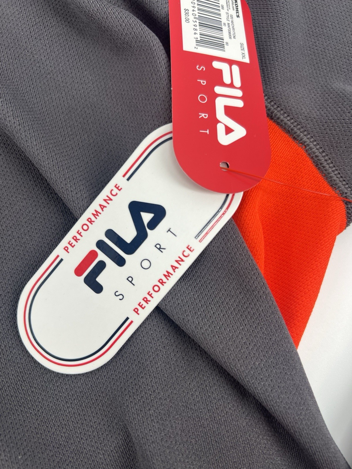 NEW FILA Men's Performance Flux Athletic Pullover Active Top Gray/Orange XXL NWT gallery