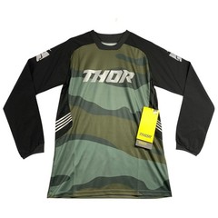 Thor Terrain Jersey Shirt Mens Small Motocross Long Sleeve Camouflage Green Blac
