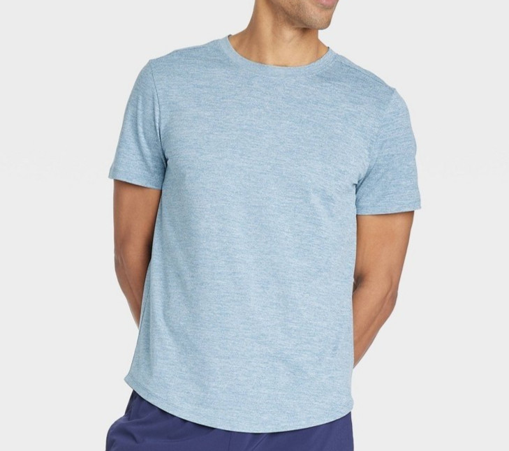 Men's Short Sleeve Soft Stretch T-Shirt Wicking All in Motion Light Blue Heather gallery