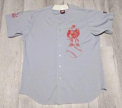 Vintage Wilson Embroidered Giant Eagle Baseball Adult Sz Button Up Gray Jersey