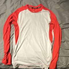 Nike Dri-FIT Men’s L Red/White Colorblock Raglan Crew Pullover Long Sleeve Tee