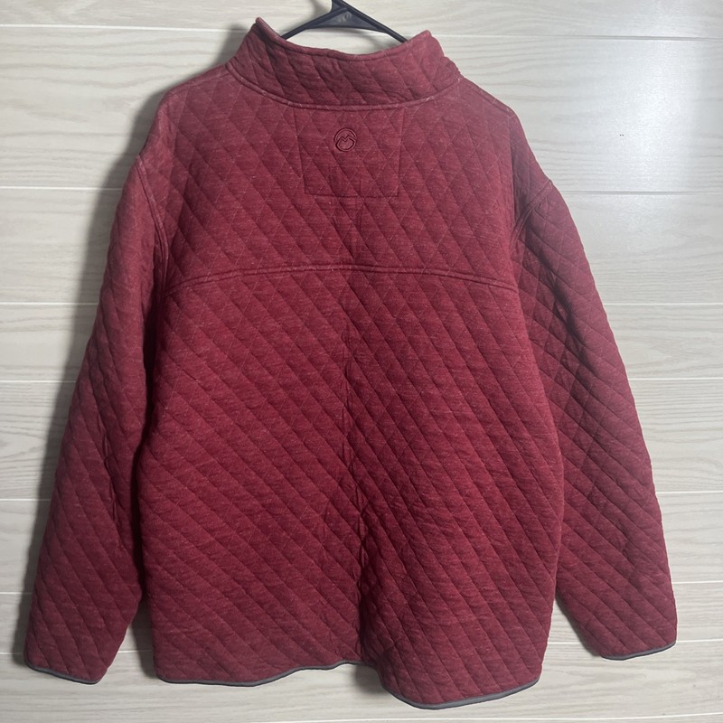Magellan Campfire Quilted Pullover Sweater Coat 2XL Maroon Red Pockets Flex gallery