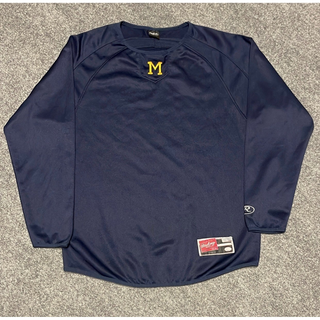 Rawlings Michigan Wolverines Vintage Mens Medium Navy Blue Long Sleeve Training gallery
