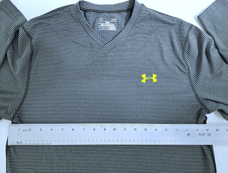 Under Armour Men's Large Infrared Fitted T-Shirt Gray Long Sleeve ColdGear Green gallery