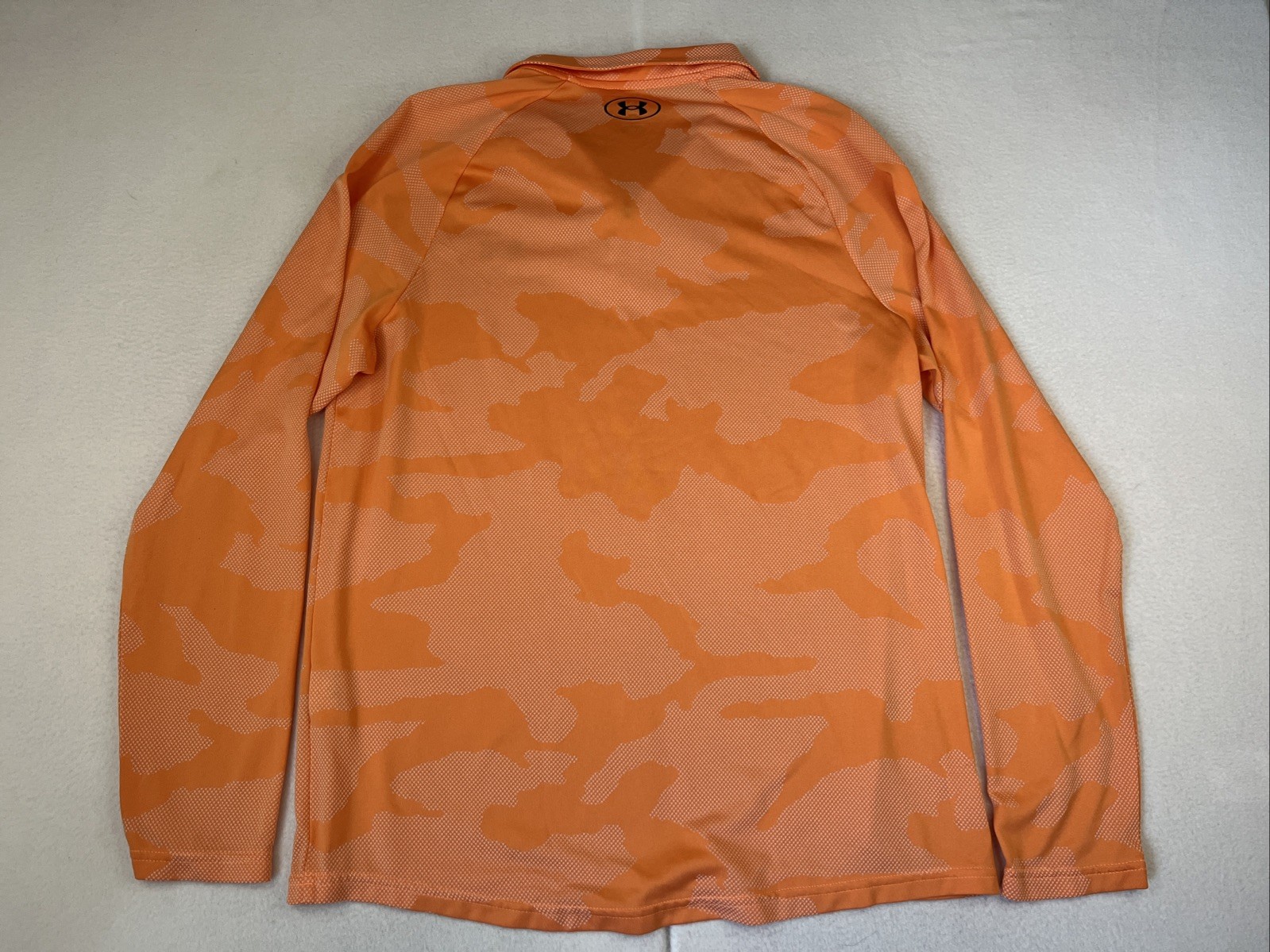 UNDER ARMOUR MEN’S JACQUARD LOOSE FIT ORANGE QUARTER ZIP SHIRT—SIZE LG (1375664) gallery