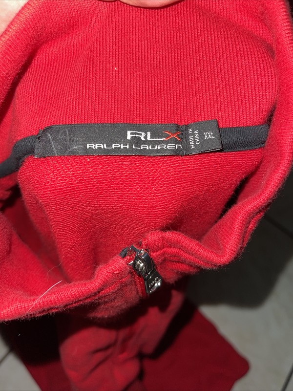 RLX Ralph Lauren Mens 1/4 zip Seatshirt Sz 2XL red with chest/arm pocket gallery