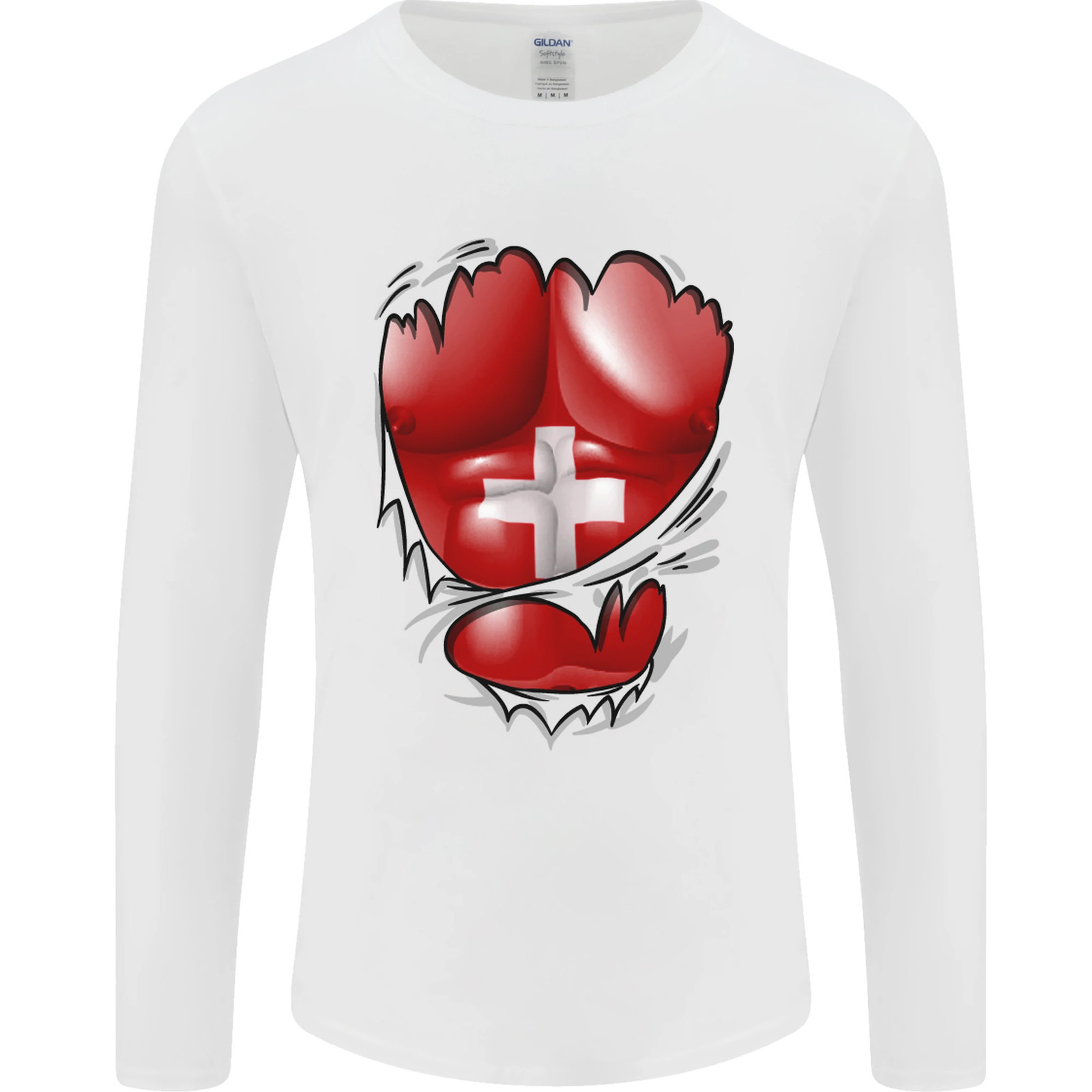 Gym Swiss Flag Ripped Muscles Switzerland Mens Long Sleeve T-Shirt gallery