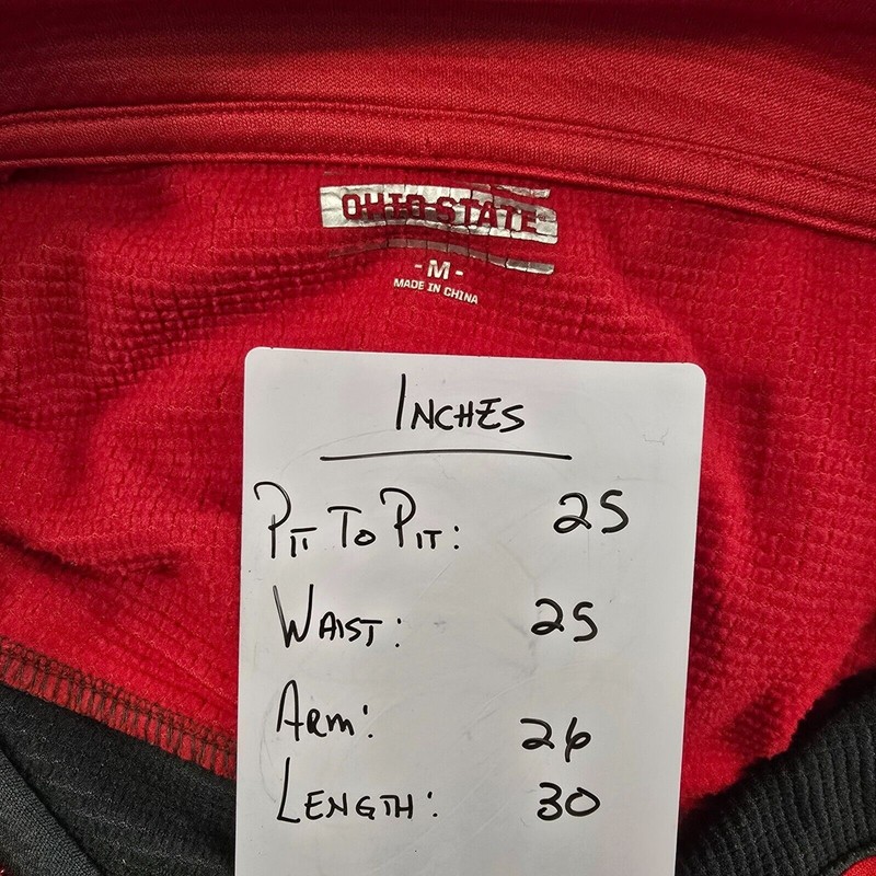 Ohio State Buckeyes 1/4 Zip Pullover Knit Shirt Mens M Gray Red Embroidered Logo gallery