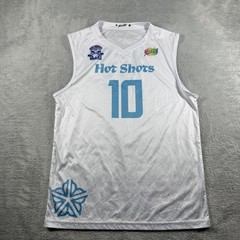 Slunks Jersey Tank Top Mens Medium White Hot Shots Number 10 Volleyball Athletic