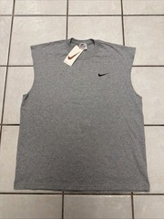 Vintage Nike 90s Deadstock Made in USA Boxy Muscle Tank Large GRAY Swoosh Gym XL