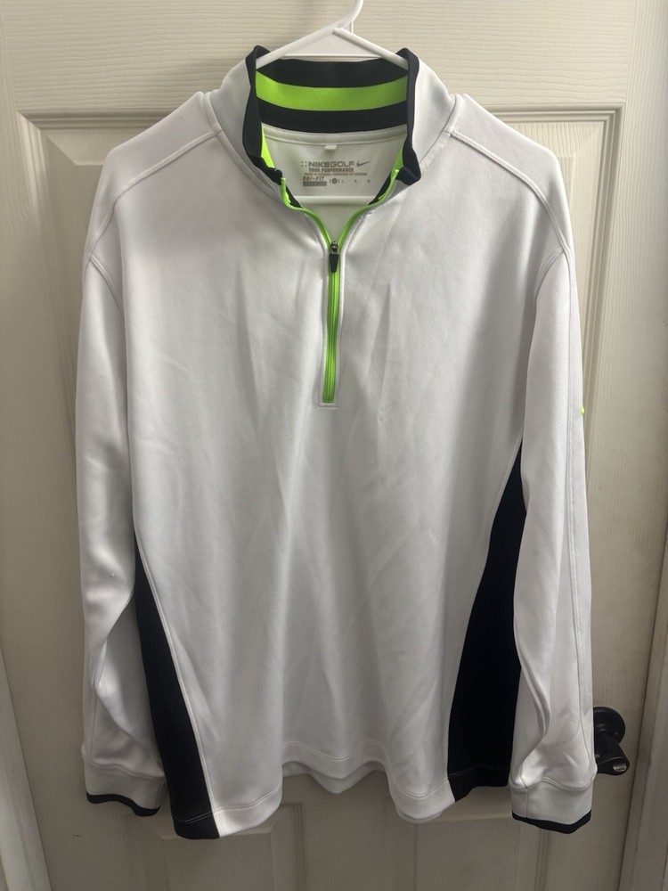 Nike Golf Tour Performance 1/4 Zip Pullover Atletic Top L White Yellow