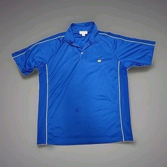 Masters Logo Performance Blue Golf Lightweight Polo Shirt Mens XL Distressed