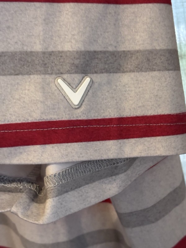 Callaway Golf Polo Shirt Mens XL Red Gray Stripe Opti-Dri Performance Polyester gallery