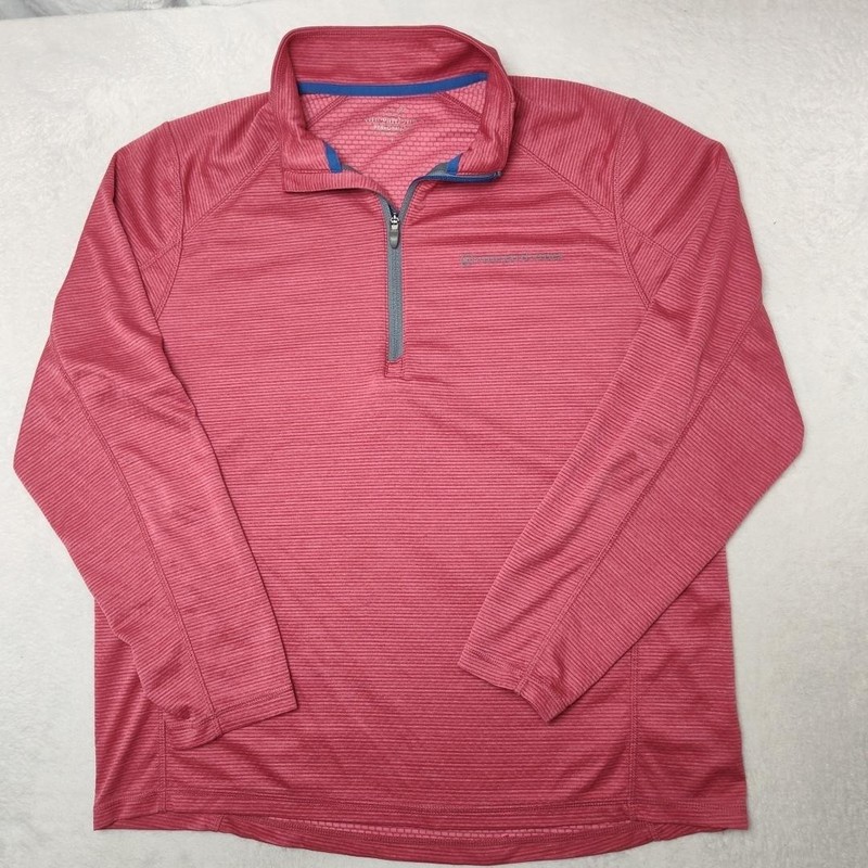 Vineyard Vines Pullover Mens Large Pink Golf Performance 1/4 Zip Mock Neck Work gallery