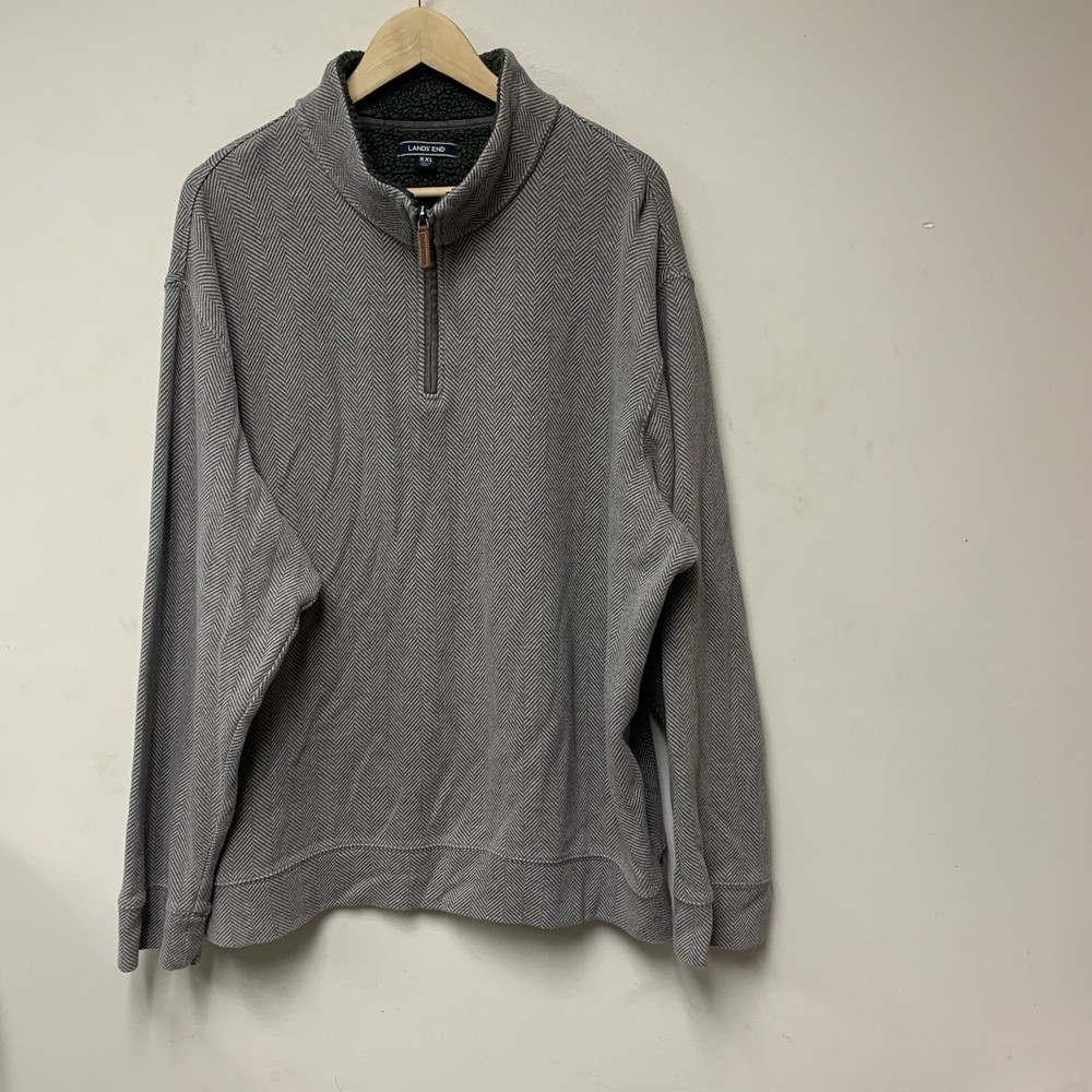 Lands End Men’s XXL 2XL 1/4 Zip Sweater Quarter Zip Pull Over Sweatshirt 29” Pit