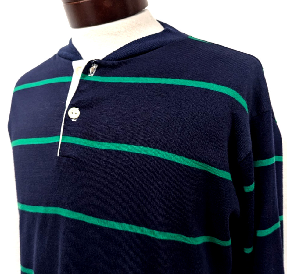 Vtg 80s 90's CAMPUS Rugby Henley Shirt Striped American Action Gear Size L EUC * gallery