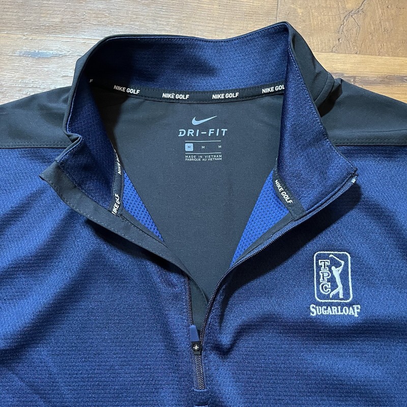 Nike Golf 1/4 Zip Pullover Men's Medium Blue Black Dri-Fit TPC Sugarloaf gallery