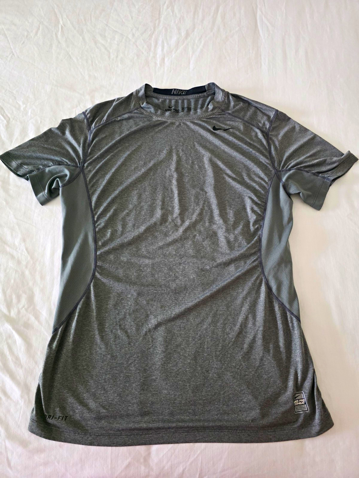 Nike Pro Combat Dri-FIT Compression Fitted Short Sleeve Crew T-Shirt Gray L gallery