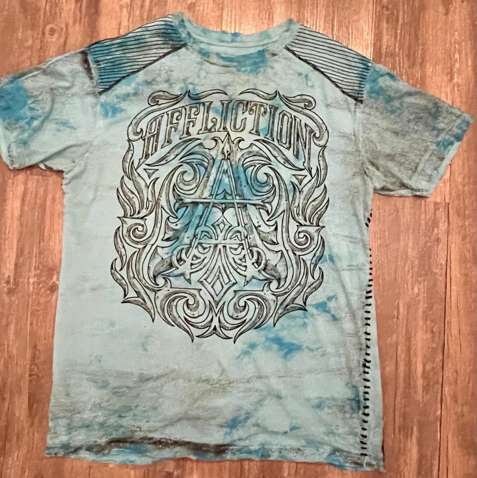 Affliction Mens Short Sleeve Teal / Turquoise T-Shirt - Mens XL / X-Large gallery