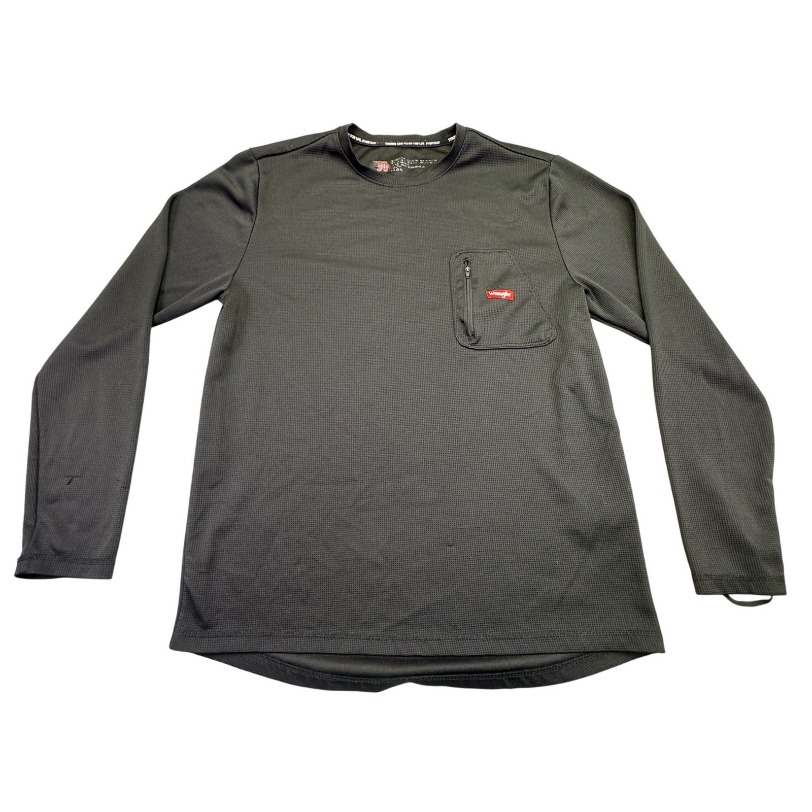 Wrangler Shirt Men's Medium Long Sleeve Work Shirt Charcoal Gray Pocket Zipper gallery