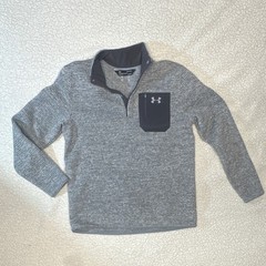Under Armour ColdGear Polartec Gray Mock Neck Button Pullover Men’s Medium Logo