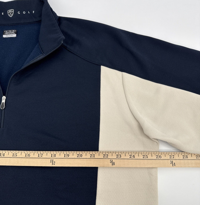 Nike Golf 1/4 Zip Pullover Men’s XL Navy Cream Fleece Lined Dri-Fit gallery