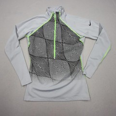 Nike Pro Pullover Womens Large Gray Black Dri-Fit 1/2 Zip Training Running Top