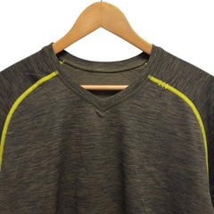 Lululemon Men’s Large Metal Vent Tech Green Yellow Athletic V-Neck S/S T-Shirt