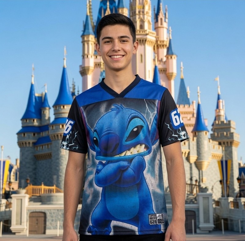 Lilo And Stitch 2 Sided Blue Graphic Jersey Size XS New Disney Vacation 🎆🏰🎆 gallery