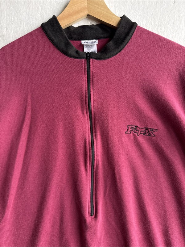 VTG Fox Head Short Sleeve Mens XL Maroon Cycling MTB 1/2 Zip Logo Y2K Activewear gallery