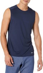 Amazon Essentials Men’s Tech Stretch Muscle Shirt Navy Medium NWT Free Ship