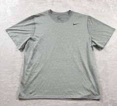 Nike Men’s Athletic T-Shirt Grey XL Light Dri-Fit Black Swoosh Short Sleeve Tee