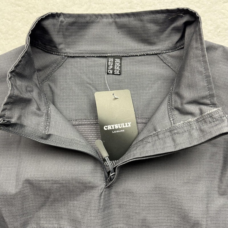 CRYSULLY Shirt Mens 2XL Gray Quarter Zip Tactical Combat Ripstop Mesh Pockets gallery