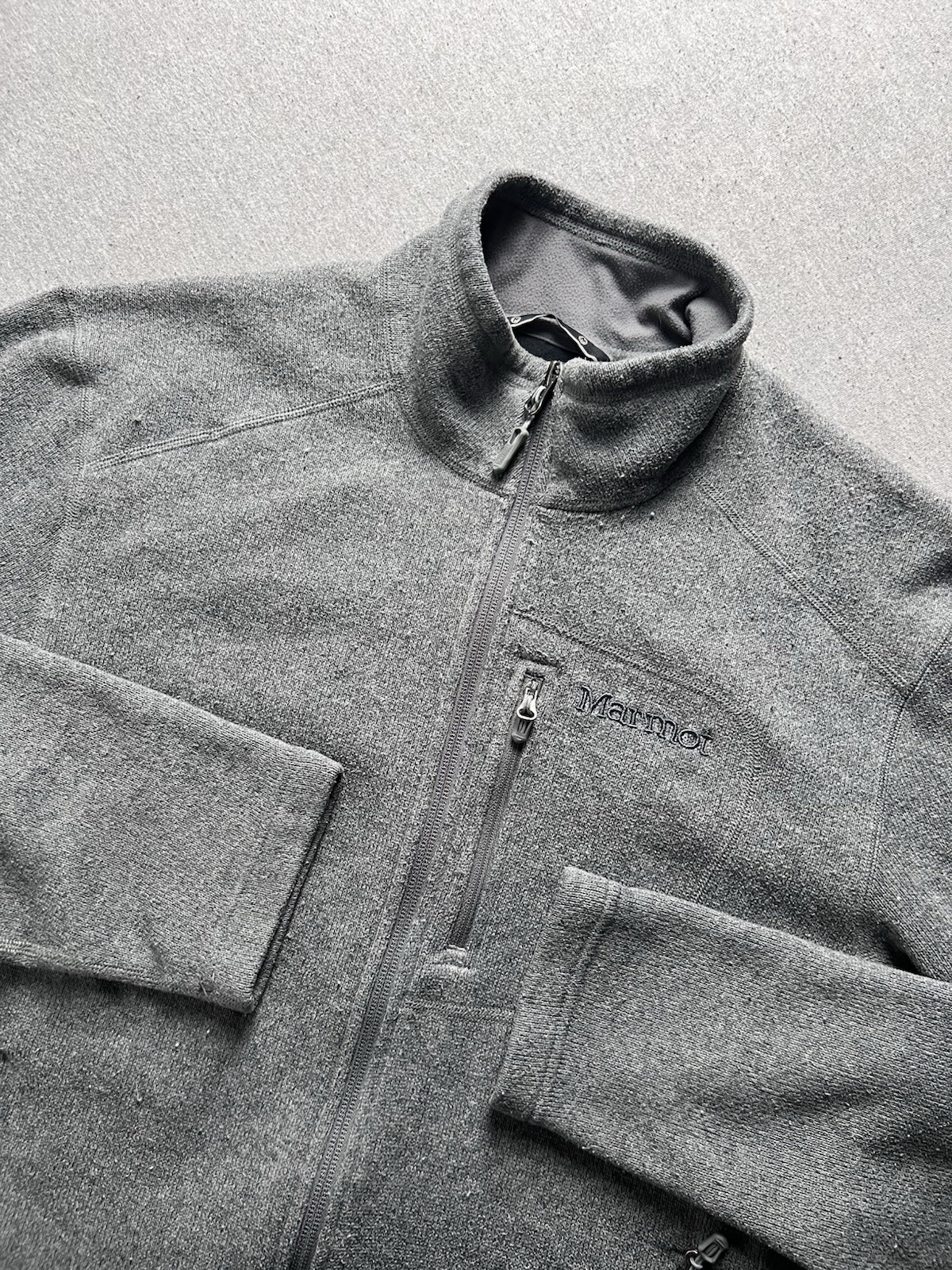 Marmot Jacket Mens M Gray Full Zip Fleece Sweater Hiking Outdoors gallery