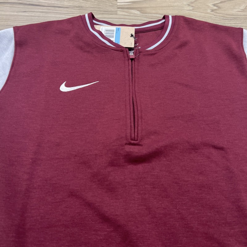 Nike 1/4 Zip Pullover Long Sleeve Maroon Grey Sleeves Mens Medium FJ9549-669 $85 gallery