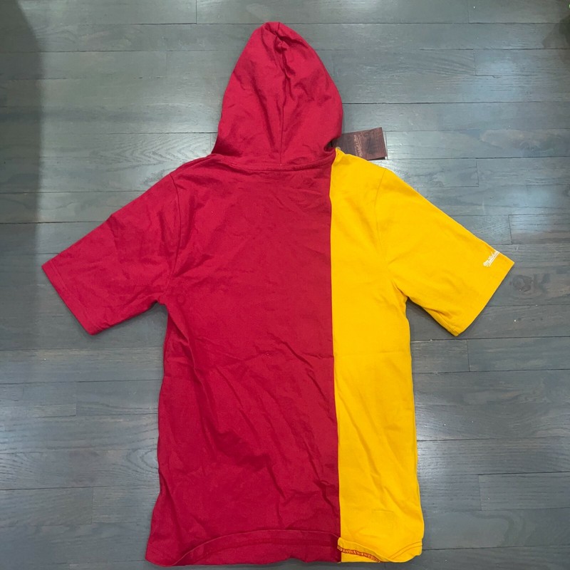 Mitchell And Ness NBA Atlanta Hawks Red Yellow Split Hoodie Tee Shirt Men's Sz S gallery