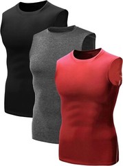 NELEUS Men’s 3 Pack Dry Fit Compression Tank Top, Medium