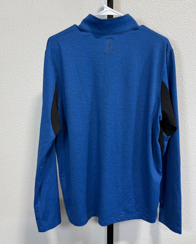 PGA Tour Pro Series Dry Quarter Zip Pullover Blue Black Yellow Mens Size S gallery